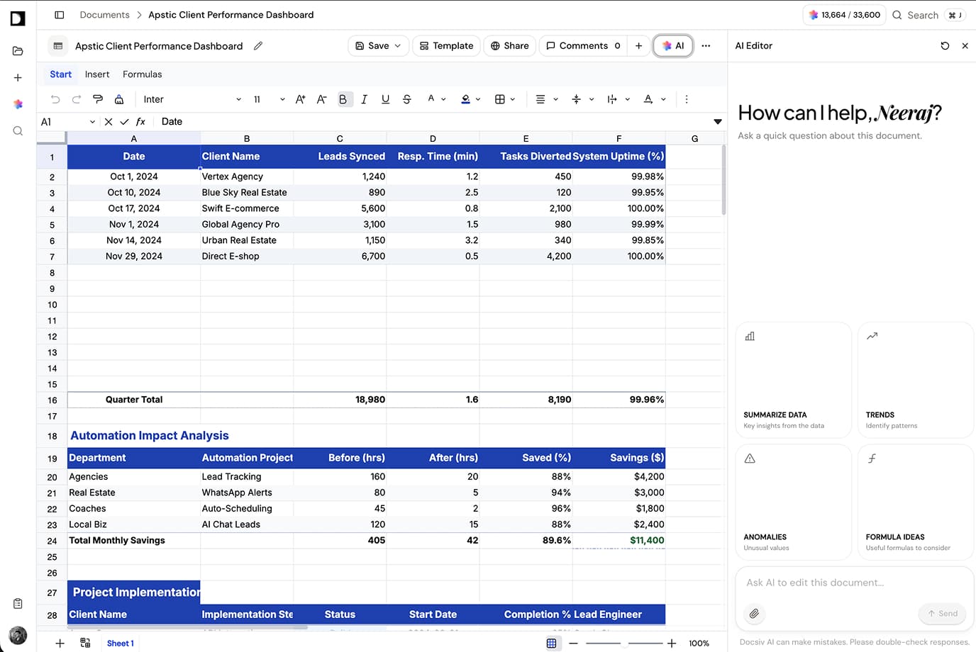 Sheet editor screenshot