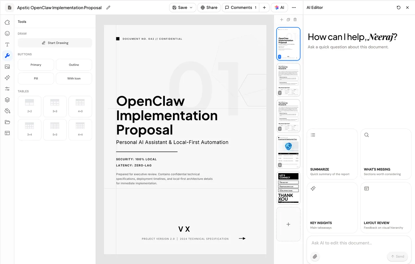 Visual editor screenshot: Visual proposal · letter